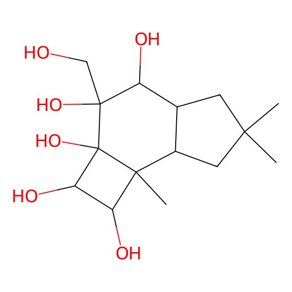 2D Structure of 3-(hydroxymethyl)-6,6,7b-trimethyl-2,4,4a,5,7,7a-hexahydro-1H-cyclobuta[e]indene-1,2,2a,3,4-pentol