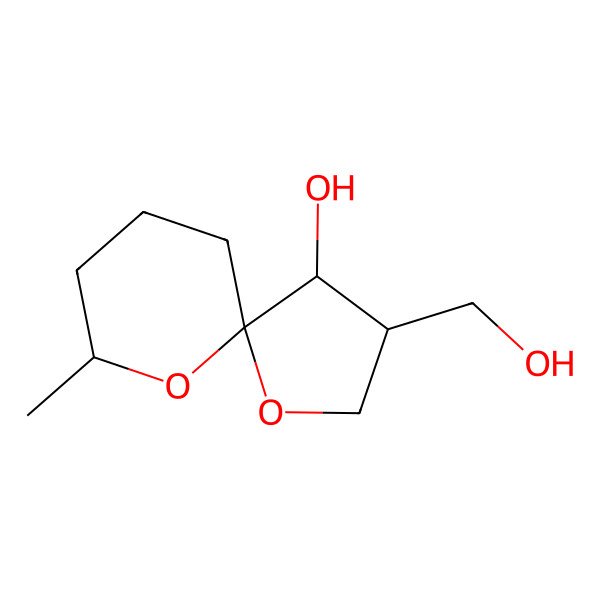 2D Structure of 3-(Hydroxymethyl)-7-methyl-1,6-dioxaspiro[4.5]decan-4-ol