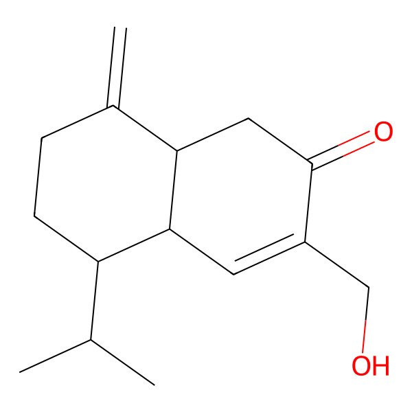 2D Structure of 3-(Hydroxymethyl)-8-methylidene-5-propan-2-yl-1,4a,5,6,7,8a-hexahydronaphthalen-2-one
