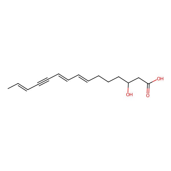 2D Structure of 3-Hydroxypentadeca-7,9,13-trien-11-ynoic acid 2D Structure of 3-Hydroxypentadeca-7,9,13-trien-11-ynoic acid