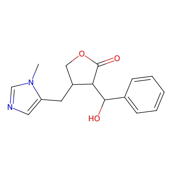 2D Structure of 3-[Hydroxy(phenyl)methyl]-4-[(3-methylimidazol-4-yl)methyl]oxolan-2-one