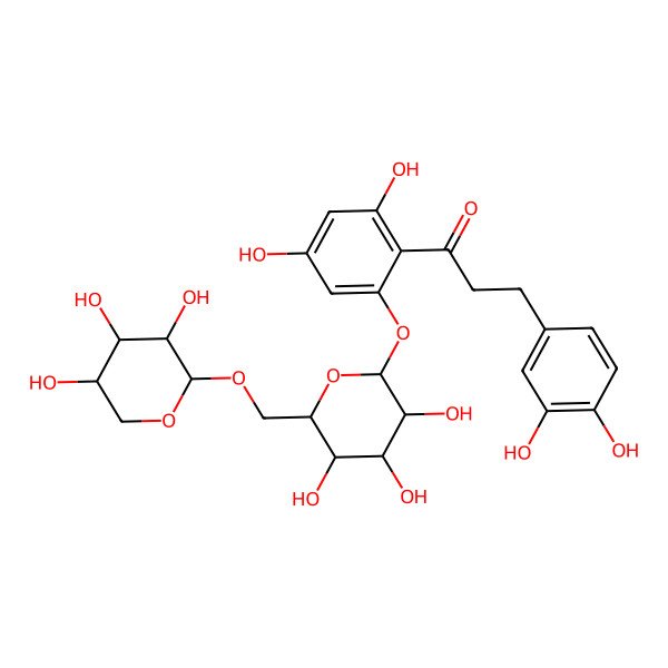 2D Structure of 3-hydroxyphloretin 2'-O-xylosylglucoside