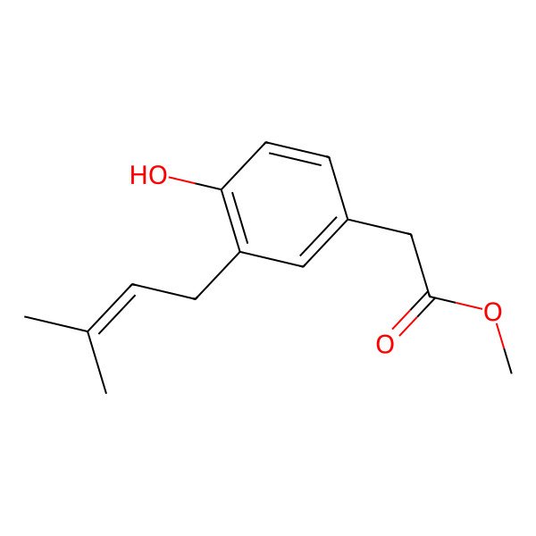 2D Structure of 3-Isopentyl-4-hydroxy phenylacetic acid methyl ester