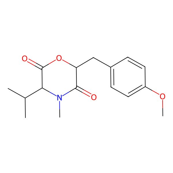 2D Structure of 3-Isopropyl-6-(4-methoxybenzyl)-4-methylmorpholine-2,5-dione