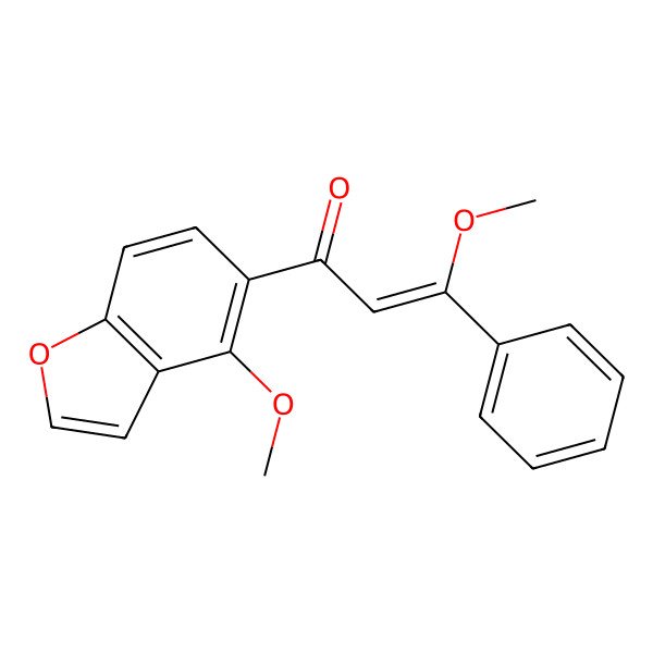 2D Structure of 3-Methoxy-1-(4-methoxy-1-benzofuran-5-yl)-3-phenylprop-2-en-1-one