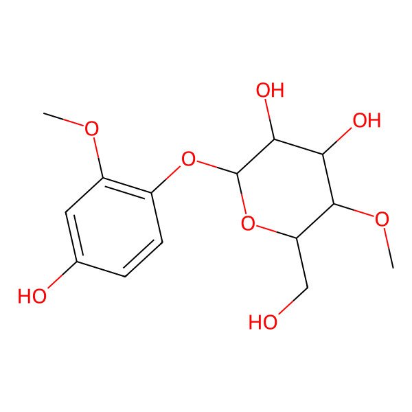 2D Structure of 3-methoxy-1,4-hydroquinone 4-(4'-O-methyl-beta-glucopyranoside)