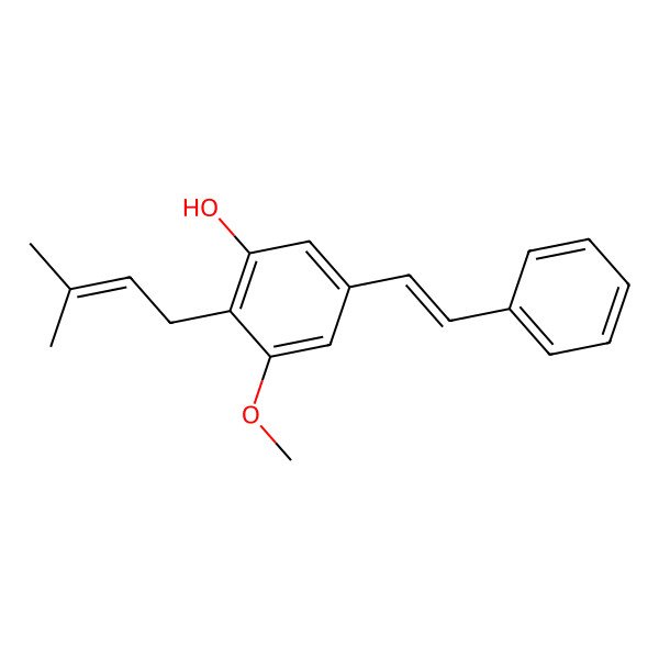 2D Structure of 3-Methoxy-2-(3-methyl-2-butenyl)-5-(2-phenylethenyl)phenol