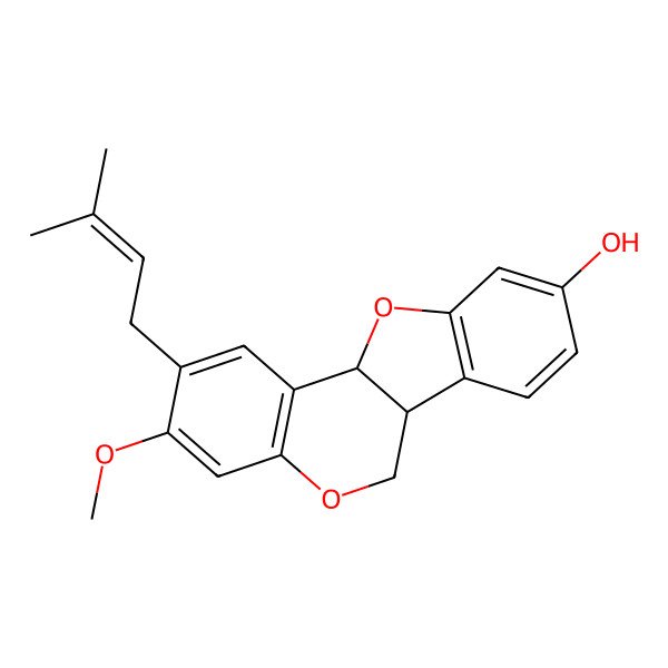 2D Structure of 3-methoxy-2-(3-methylbut-2-enyl)-6a,11a-dihydro-6H-[1]benzofuro[3,2-c]chromen-9-ol