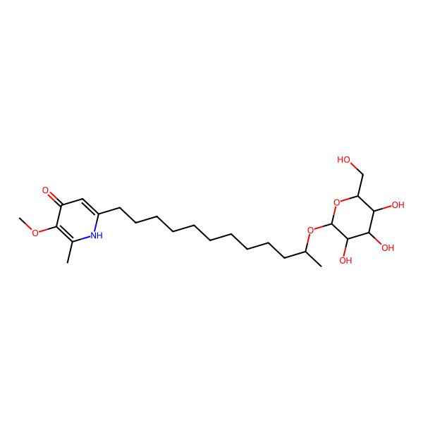 2D Structure of 3-methoxy-2-methyl-6-[11-[3,4,5-trihydroxy-6-(hydroxymethyl)oxan-2-yl]oxydodecyl]-1H-pyridin-4-one