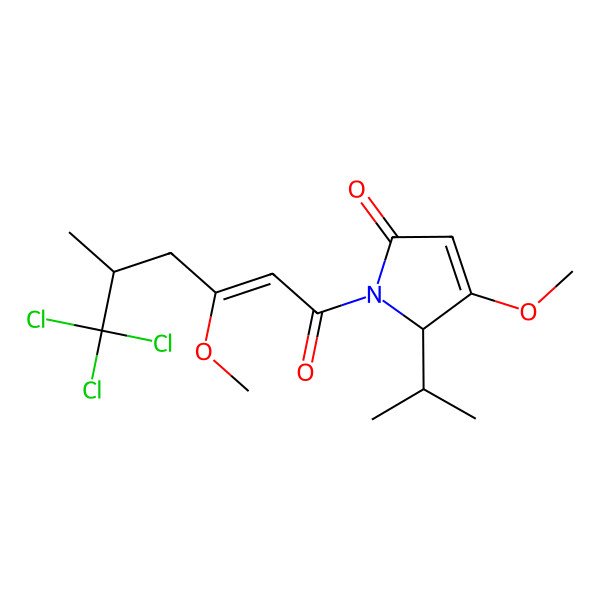 2D Structure of 3-methoxy-2-propan-2-yl-1-(6,6,6-trichloro-3-methoxy-5-methylhex-2-enoyl)-2H-pyrrol-5-one