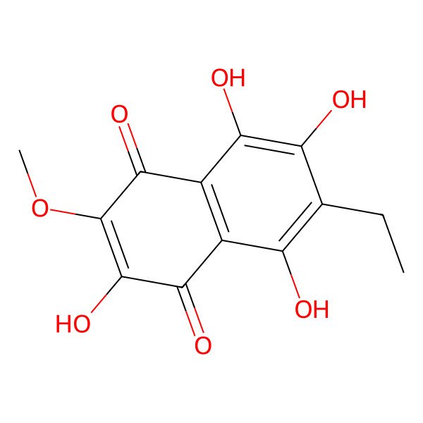 2D Structure of 3-Methoxy-2,5,6,8-tetrahydroxy-7-ethyl-1,4-naphthoquinone