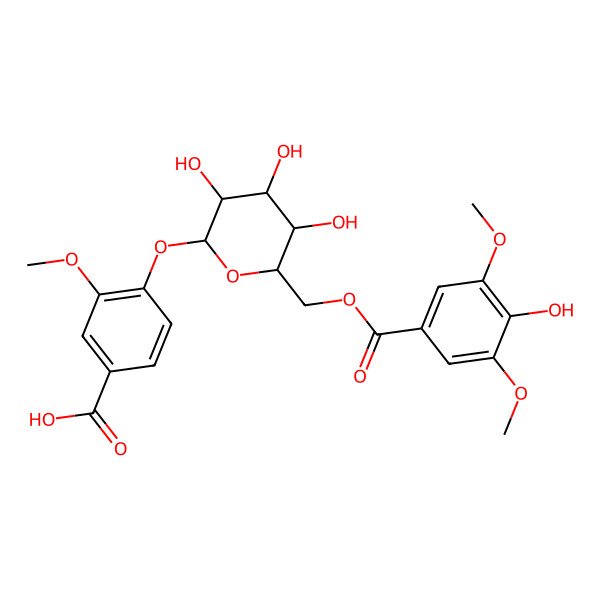 2D Structure of 3-Methoxy-4-[3,4,5-trihydroxy-6-[(4-hydroxy-3,5-dimethoxybenzoyl)oxymethyl]oxan-2-yl]oxybenzoic acid