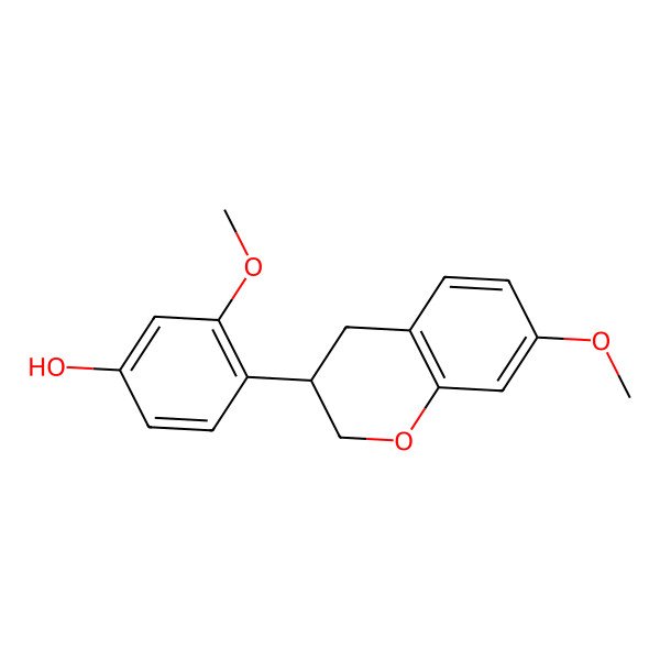 2D Structure of 3-methoxy-4-[(3S)-7-methoxy-3,4-dihydro-2H-chromen-3-yl]phenol