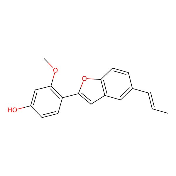 2D Structure of 3-Methoxy-4-(5-prop-1-enyl-1-benzofuran-2-yl)phenol