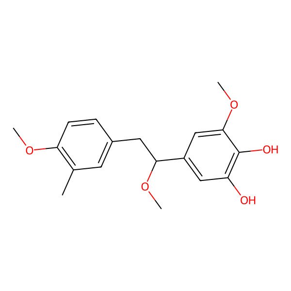 2D Structure of 3-Methoxy-5-[1-methoxy-2-(4-methoxy-3-methylphenyl)ethyl]benzene-1,2-diol