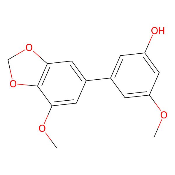 2D Structure of 3-Methoxy-5-(7-methoxy-1,3-benzodioxol-5-yl)phenol