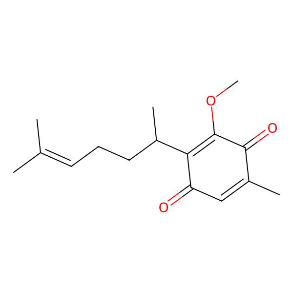 2D Structure of 3-methoxy-5-methyl-2-[(2R)-6-methylhept-5-en-2-yl]cyclohexa-2,5-diene-1,4-dione