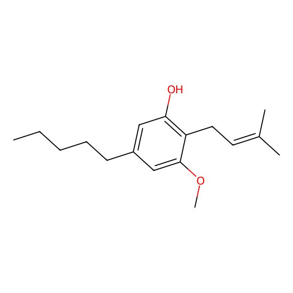 2D Structure of 3-Methoxy-5-pentyl-2-prenylphenol