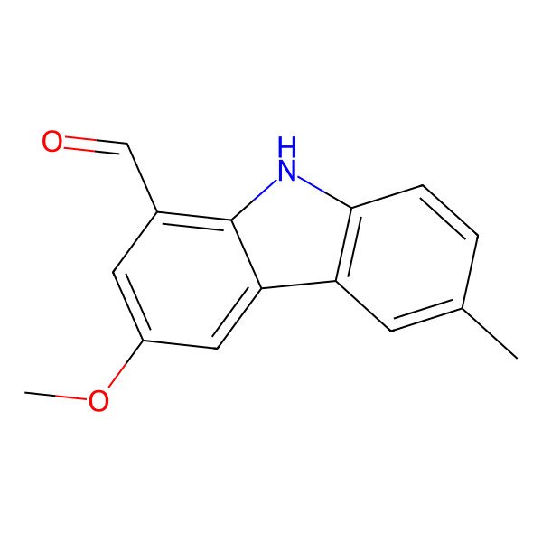 2D Structure of 3-methoxy-6-methyl-9H-carbazole-1-carbaldehyde 2D Structure of 3-methoxy-6-methyl-9H-carbazole-1-carbaldehyde