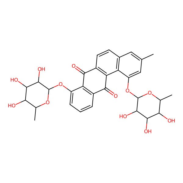 2D Structure of 3-Methyl-1,8-bis[(3,4,5-trihydroxy-6-methyloxan-2-yl)oxy]benzo[a]anthracene-7,12-dione