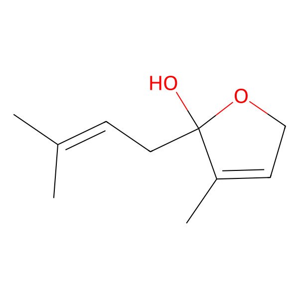 2D Structure of 3-Methyl-2-(3-methylbut-2-en-1-yl)-2,5-dihydrofuran-2-ol 2D Structure of 3-Methyl-2-(3-methylbut-2-en-1-yl)-2,5-dihydrofuran-2-ol