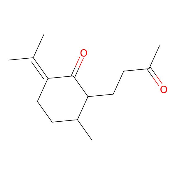 2D Structure of 3-Methyl-2-(3-oxobutyl)-6-propan-2-ylidenecyclohexan-1-one