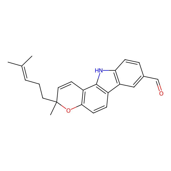 2D Structure of 3-methyl-3-(4-methylpent-3-enyl)-11H-pyrano[3,2-a]carbazole-8-carbaldehyde