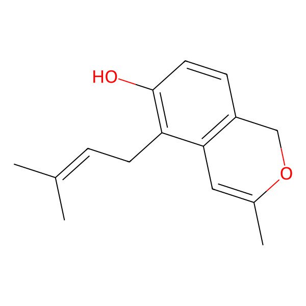 2D Structure of 3-methyl-5-(3-methylbut-2-en-1-yl)-1H-isochromen-6-ol