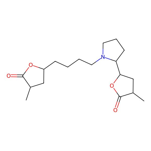 2D Structure of 3-Methyl-5-[4-[2-(4-methyl-5-oxooxolan-2-yl)pyrrolidin-1-yl]butyl]oxolan-2-one