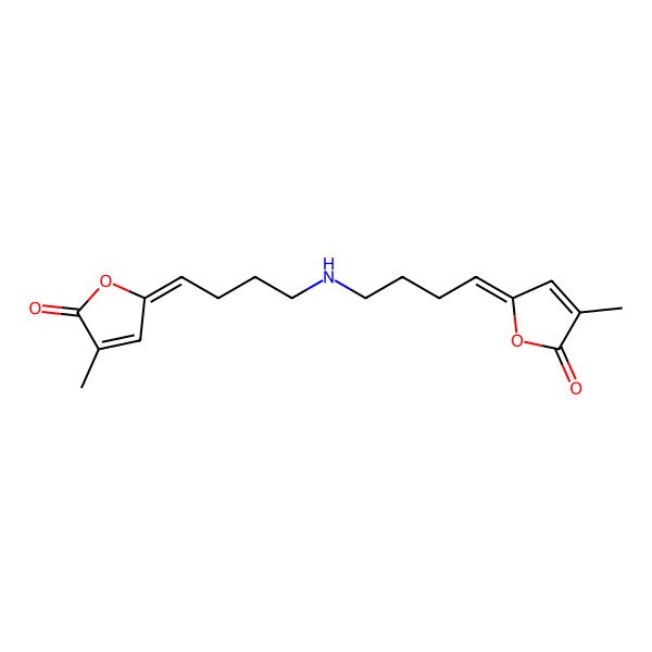 2D Structure of 3-Methyl-5-[4-[4-(4-methyl-5-oxofuran-2-ylidene)butylamino]butylidene]furan-2-one