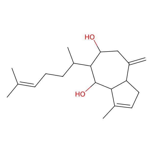 2D Structure of 3-methyl-5-(6-methylhept-5-en-2-yl)-8-methylidene-3a,4,5,6,7,8a-hexahydro-1H-azulene-4,6-diol
