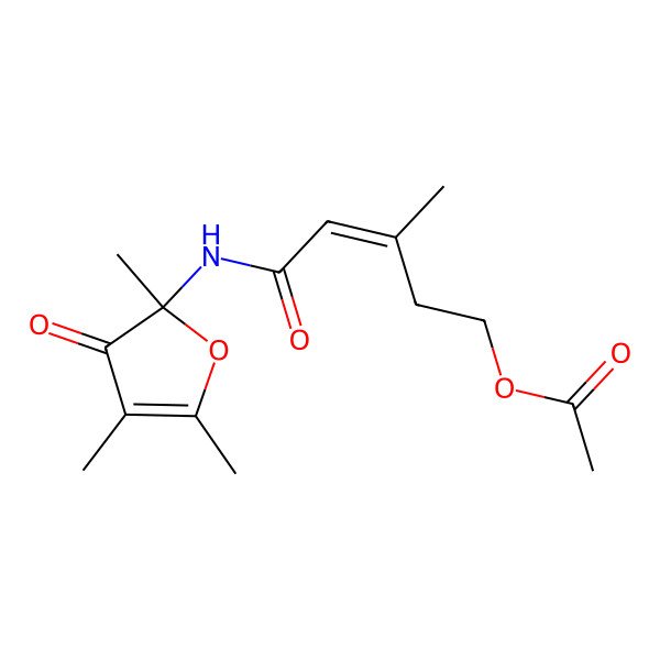 2D Structure of [3-Methyl-5-oxo-5-[(2,4,5-trimethyl-3-oxofuran-2-yl)amino]pent-3-enyl] acetate