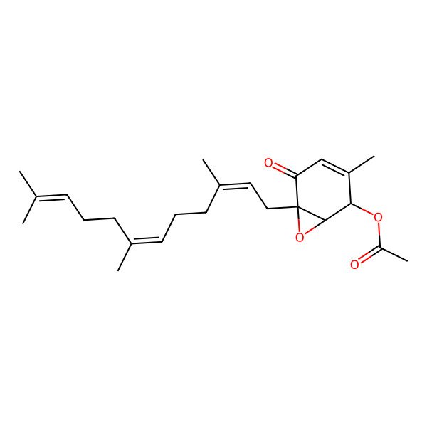 2D Structure of [3-Methyl-5-oxo-6-(3,7,11-trimethyldodeca-2,6,10-trienyl)-7-oxabicyclo[4.1.0]hept-3-en-2-yl] acetate