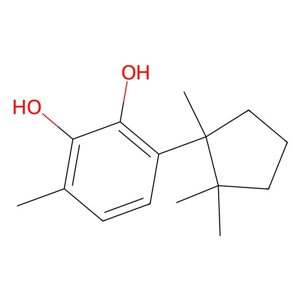 2D Structure of 3-methyl-6-[(1S)-1,2,2-trimethylcyclopentyl]benzene-1,2-diol