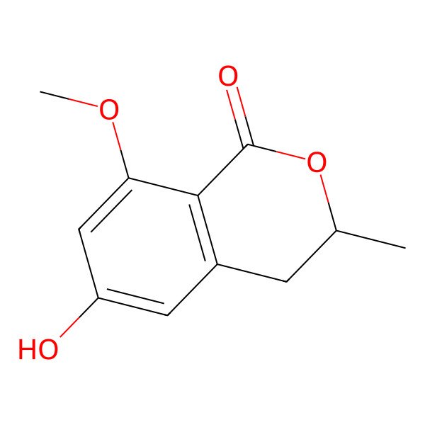 2D Structure of 3-Methyl-6-hydroxy-8-methoxy-3,4-dihydroisocoumarin