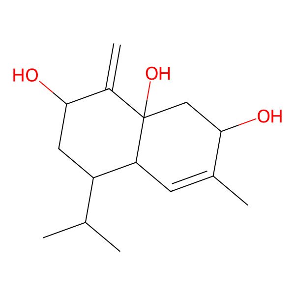 2D Structure of 3-Methyl-8-methylidene-5-propan-2-yl-1,2,4a,5,6,7-hexahydronaphthalene-2,7,8a-triol