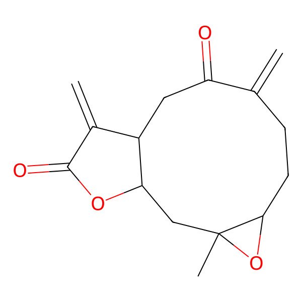 2D Structure of 3-Methyl-8,12-dimethylidene-4,14-dioxatricyclo[9.3.0.03,5]tetradecane-9,13-dione