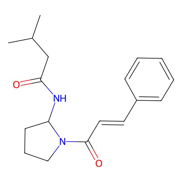 2D Structure of 3-methyl-N-[1-(3-phenylprop-2-enoyl)pyrrolidin-2-yl]butanamide