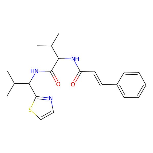 2D Structure of 3-methyl-N-[2-methyl-1-(1,3-thiazol-2-yl)propyl]-2-(3-phenylprop-2-enoylamino)butanamide