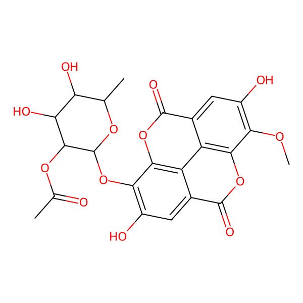 2D Structure of 3-Methylellagic acid 8-(2-acetylrhamnoside)