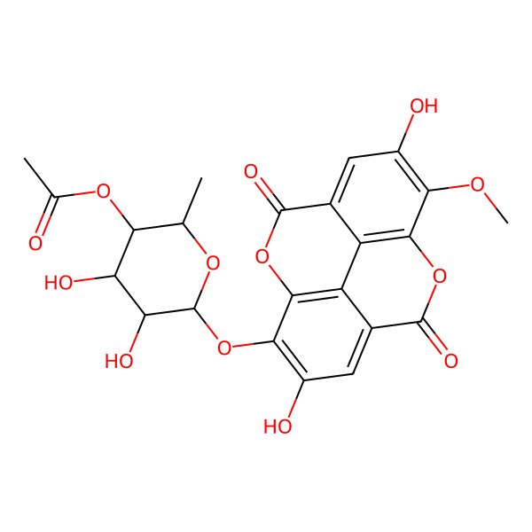 2D Structure of 3-Methylellagic acid 8-(4-acetylrhamnoside)
