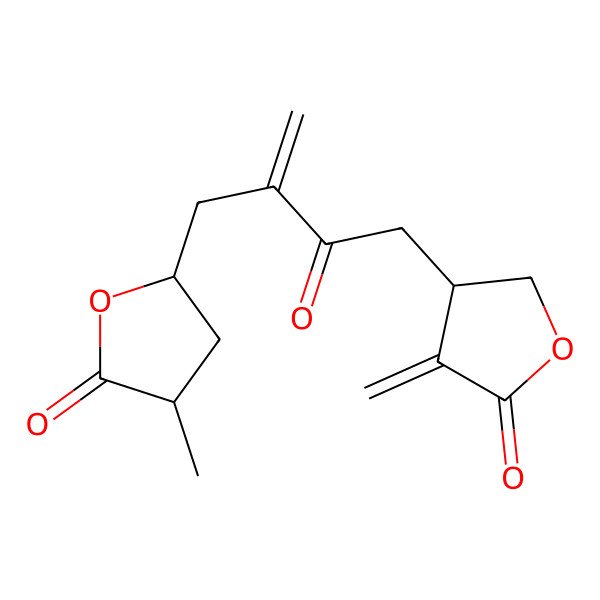 2D Structure of 3-Methylidene-4-[3-[(4-methyl-5-oxooxolan-2-yl)methyl]-2-oxobut-3-enyl]oxolan-2-one