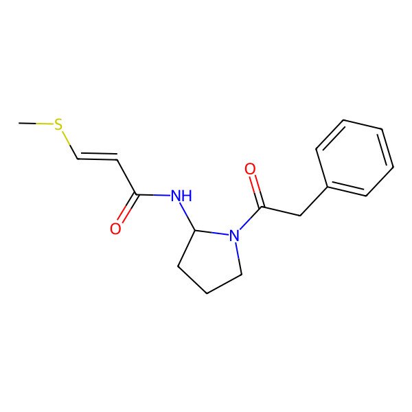 2D Structure of 3-methylsulfanyl-N-[1-(2-phenylacetyl)pyrrolidin-2-yl]prop-2-enamide