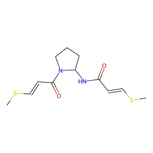 2D Structure of 3-methylsulfanyl-N-[1-(3-methylsulfanylprop-2-enoyl)pyrrolidin-2-yl]prop-2-enamide