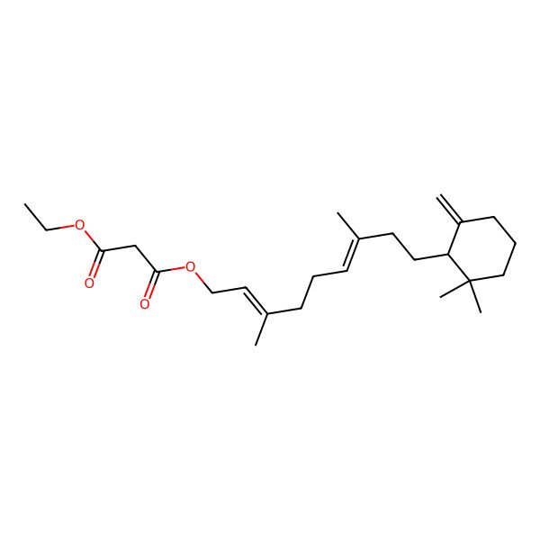 2D Structure of 3-O-[9-(2,2-dimethyl-6-methylidenecyclohexyl)-3,7-dimethylnona-2,6-dienyl] 1-O-ethyl propanedioate