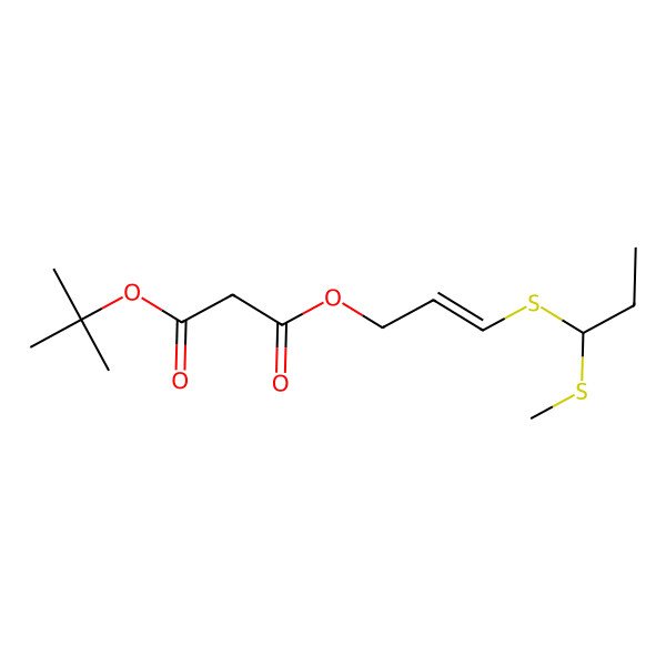 2D Structure of 3-O-tert-butyl 1-O-[3-(1-methylsulfanylpropylsulfanyl)prop-2-enyl] propanedioate