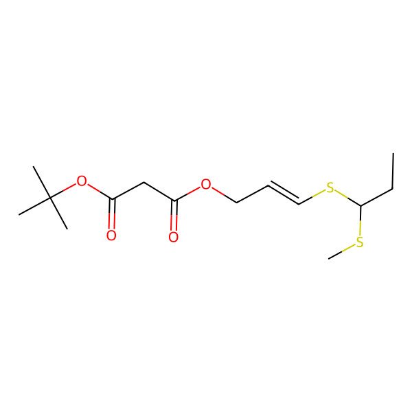 2D Structure of 3-O-tert-butyl 1-O-[(E)-3-[(1R)-1-methylsulfanylpropyl]sulfanylprop-2-enyl] propanedioate