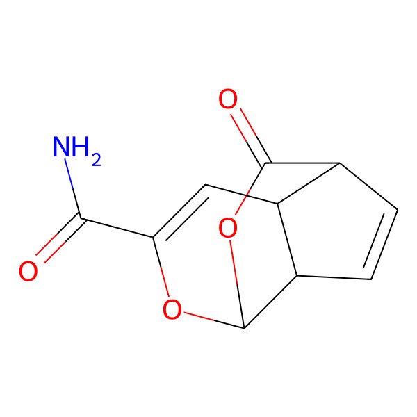 2D Structure of 3-Oxo-2,11-dioxatricyclo[5.4.0.04,8]undeca-5,9-diene-10-carboxamide