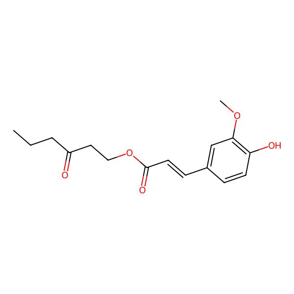 2D Structure of 3-Oxohexyl 3-(4-hydroxy-3-methoxyphenyl)prop-2-enoate 2D Structure of 3-Oxohexyl 3-(4-hydroxy-3-methoxyphenyl)prop-2-enoate