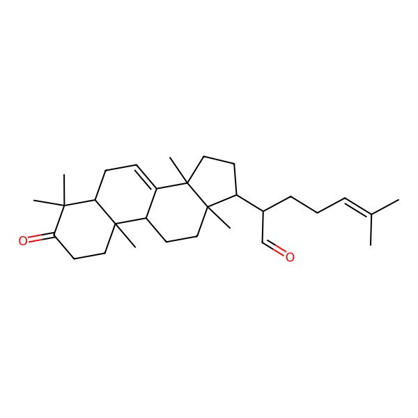 2D Structure of (2S)-6-methyl-2-[(5R,9R,10R,13S,14S,17S)-4,4,10,13,14-pentamethyl-3-oxo-1,2,5,6,9,11,12,15,16,17-decahydrocyclopenta[a]phenanthren-17-yl]hept-5-enal